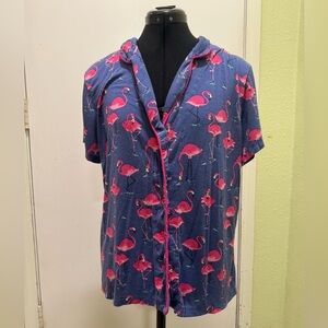 munki munki Pink Flamingo Print Men's Pajama Shirt